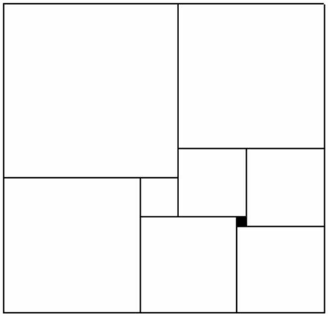 Rectangle pavé par 9 carrés, carré noir de côté 1